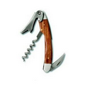 Straight Stainless Steel Corkscrew w/Brown Wood Inset